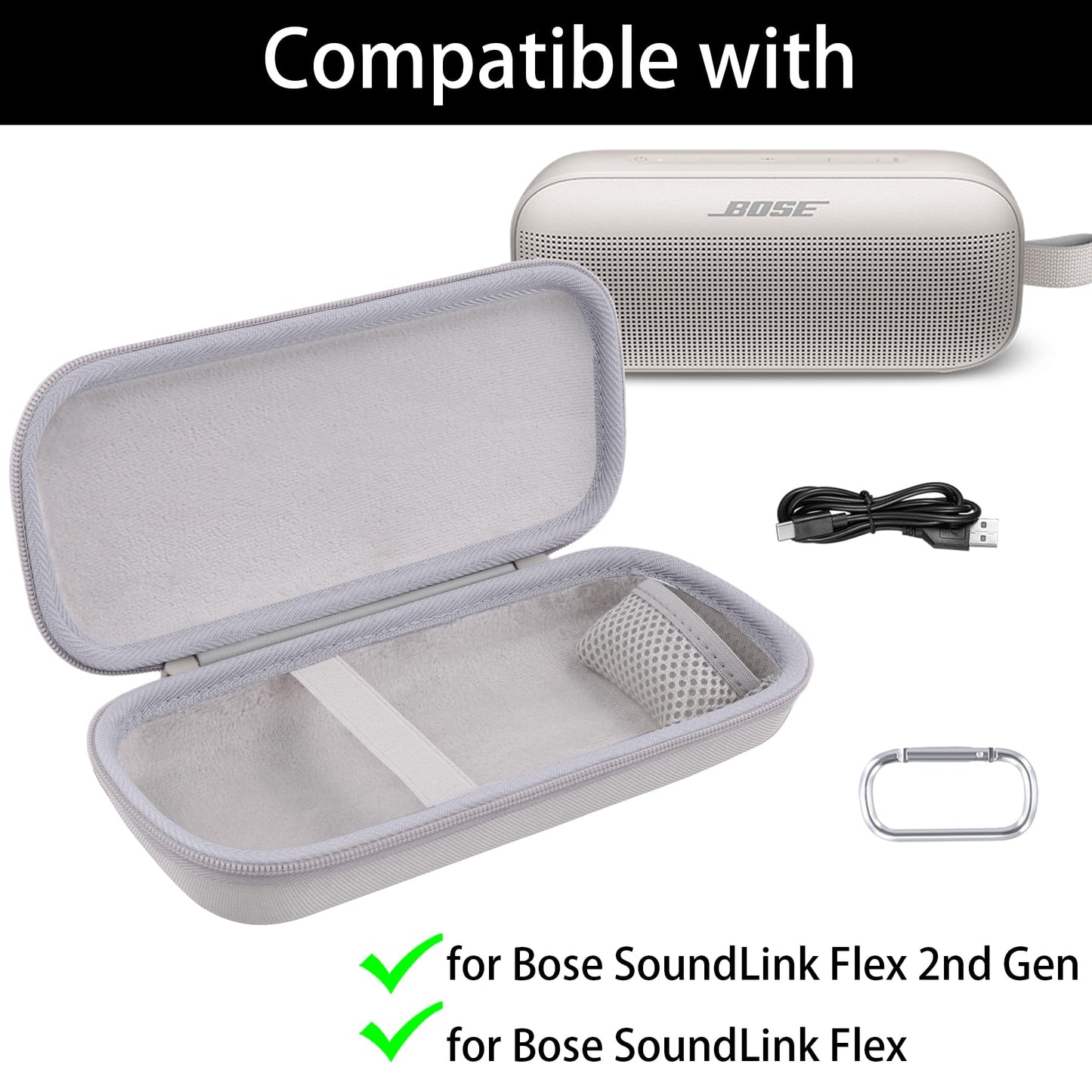 Aenllosi Hard Carrying Case Replacement for Bose New SoundLink Flex 2nd Gen/Bose SoundLink Flex Bluetooth Portable Speaker (White)