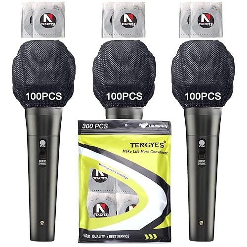 TENGYES 300 PCS (150 Pack) Microphone Hygiene Covers Disposable Non-Woven Handheld Mic Cover Windscreen Protective Cap for KTV Karaoke Recording Room