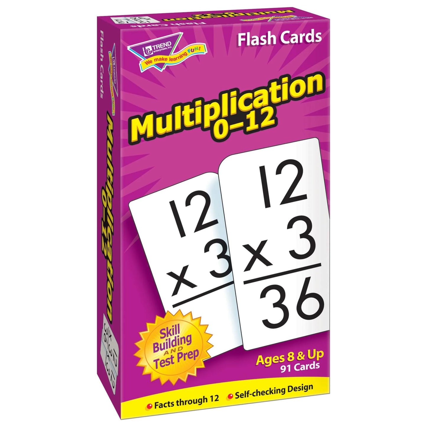 TREND Multiplication Flash Cards 0–12 | 91 Self-Checking Cards for Math Skill Building & Test Prep | Fun Learning Tool for Kids Ages 8+