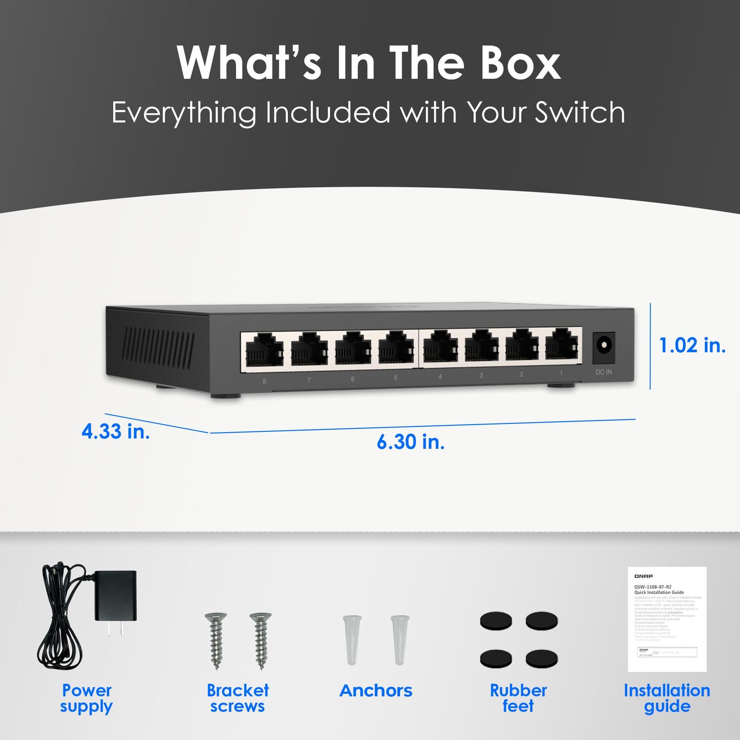 QNAP 8-Port 2.5GbE Unmanaged Switch (QSW-1108-8T-R2-US)