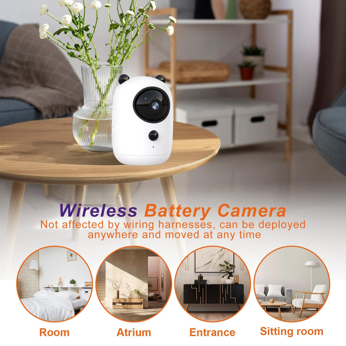 4MP 2K Security Camera Wireless 2.4GHz WiFi Indoor Cameras for Home Security Indoor Camera for Baby/Pet/Elder 2 Way Audio Night Vision Compatible