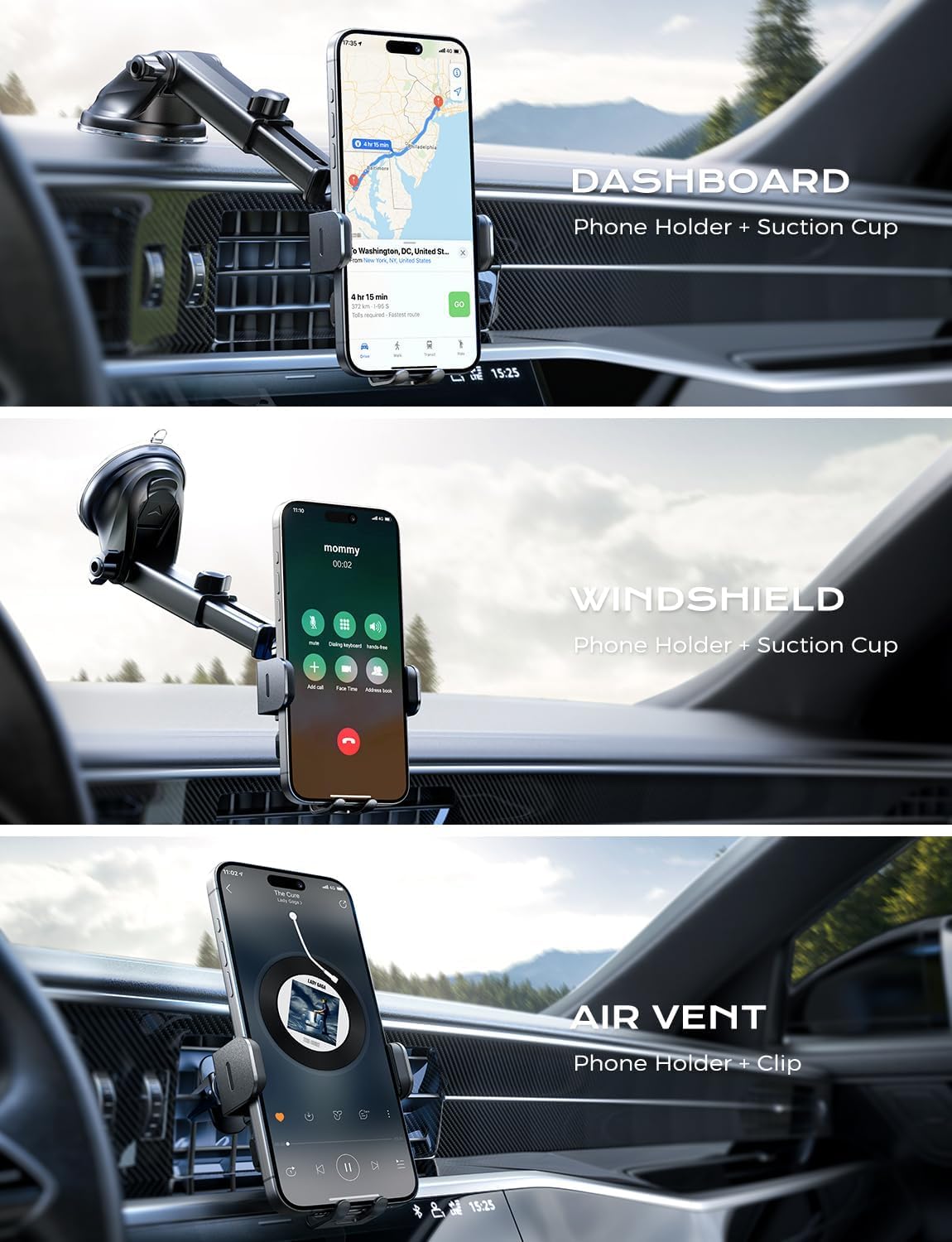 CHGeek Wireless Car Charger, 15W Fast Charging Auto Clamping Phone Holders for Your Car Phone Mount fit for iPhone 17 16 15 14 13 12 Pro Max 11 XR XS