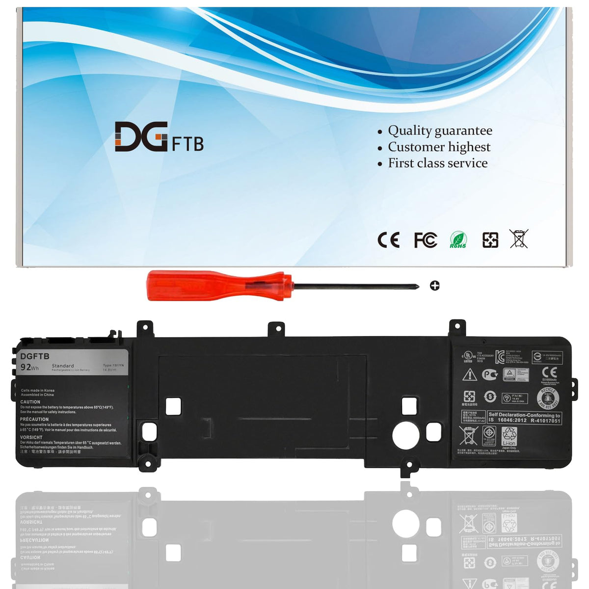 DGTEC 191YN Replacement Laptop Battery for Dell with Alienware 15 R1 R2 Series ALW15ED-1718 1728 1828 1828T 2718 2728 Series Notebook P42F 410GJ 2F3W1