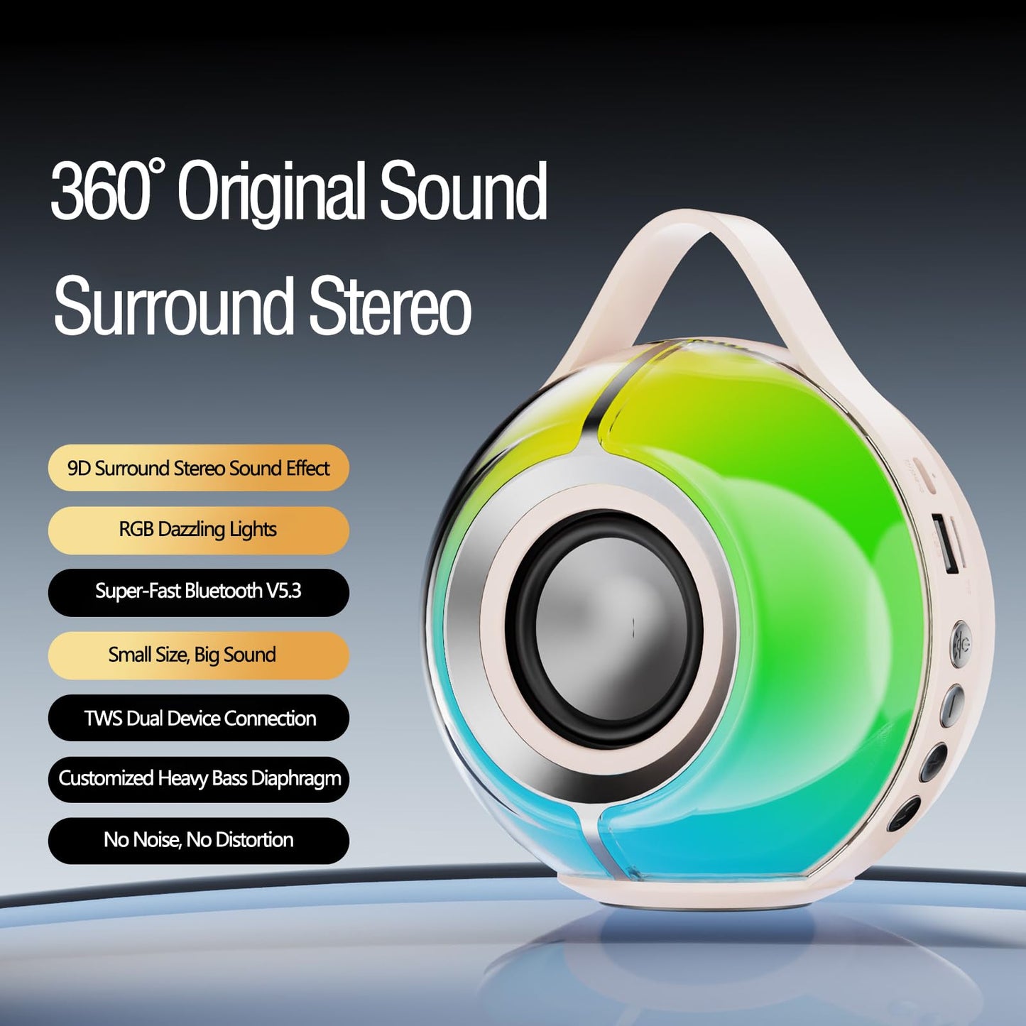HapIntlNex Mini Bluetooth Speaker,Wireless Portable Speakers,5W High Power, Colorful Light Effects, Surround Sound Effects, Support TWS/TF Card