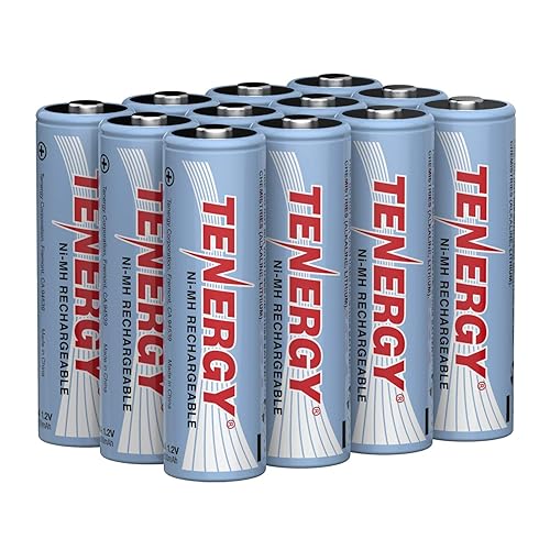 Tenergy AA Rechargeable Battery, High Capacity 2500mAh NiMH AA Battery, 1.2V Double A Batteries, 12 Pack