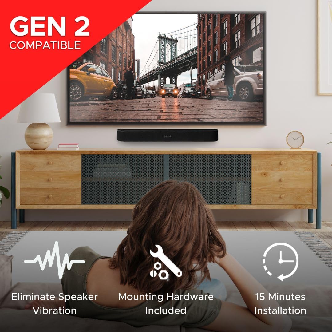 Sound Bass Soundbar Mount for Sonos Beam Compatible with Generation 1 & 2 Sonos Beam Sound Bar Includes All Necessary Mounting Hardware, Mounts