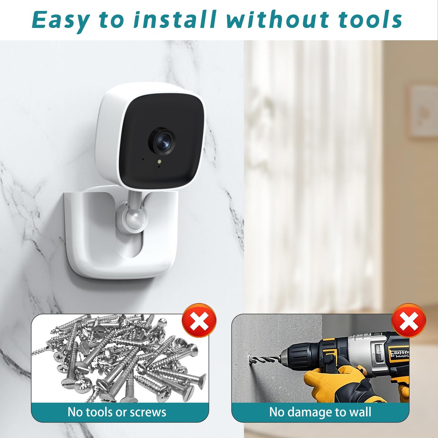 Adhesive Tapo Camera Mount,Fit for Tapo Link Indoor Security Camera C100 /C110 ,No Drilling Mount Holder,No Damage to Surface Mounting Bracket (Tapo