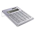 EXPUTRAN Acrylic Calculator with Stand, Battery and Solar Hybrid Powered Basic Calculator 12-Digit LCD Display,Home Office Desktop Accessories(Silver)