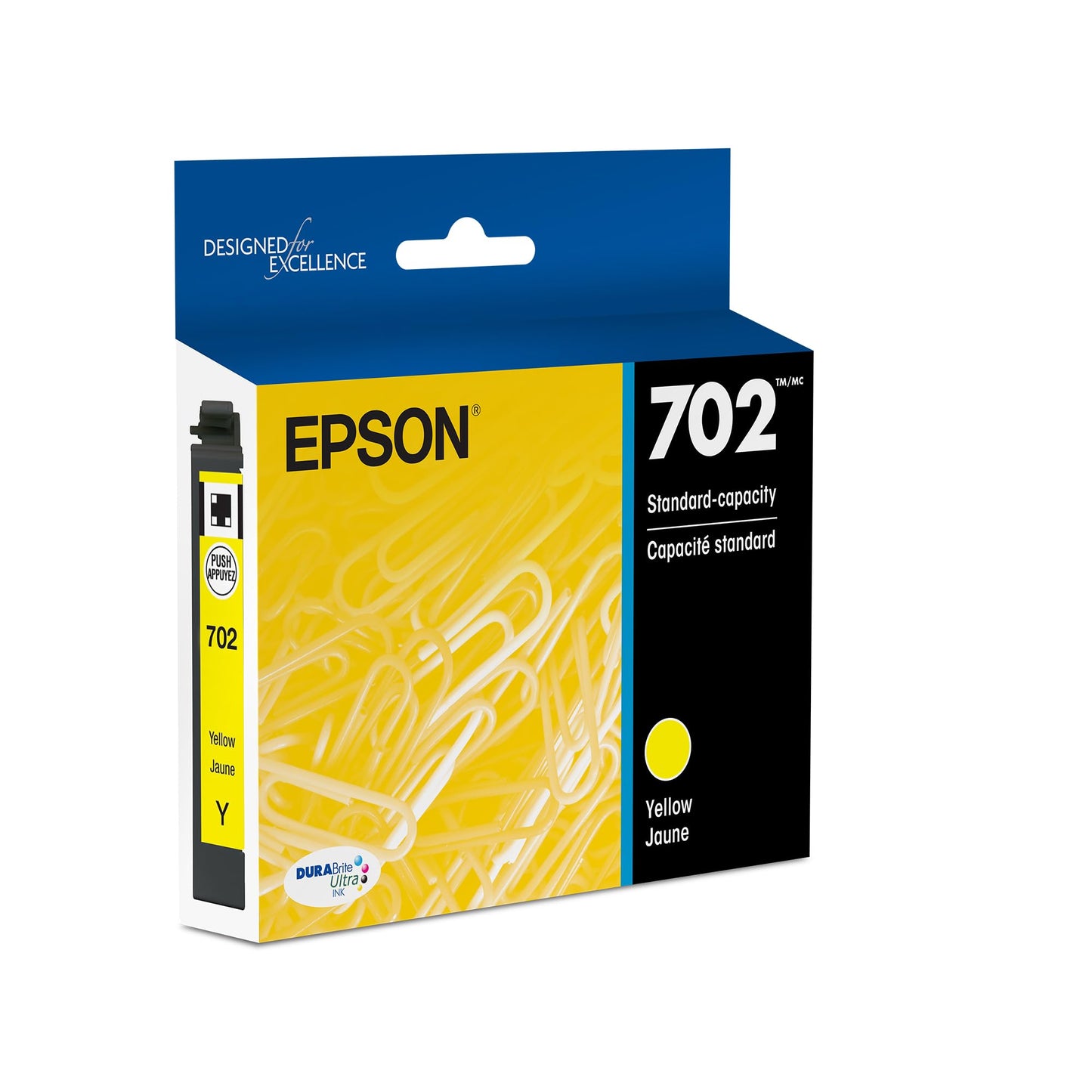 EPSON 702 DURABrite Ultra Ink Standard Capacity Yellow Cartridge (T702420-S) Works with WorkForce Pro WF-3720, 3730, 3733