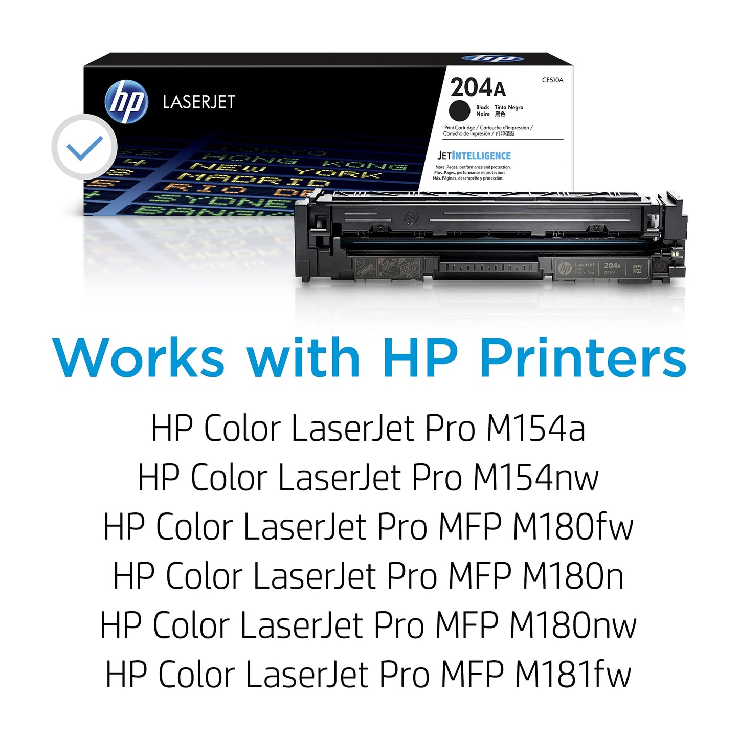 HP 204A Black Toner Cartridge | Works Color LaserJet Pro M154 Series, Color LaserJet Pro MFP M180, M181 Series | CF510A