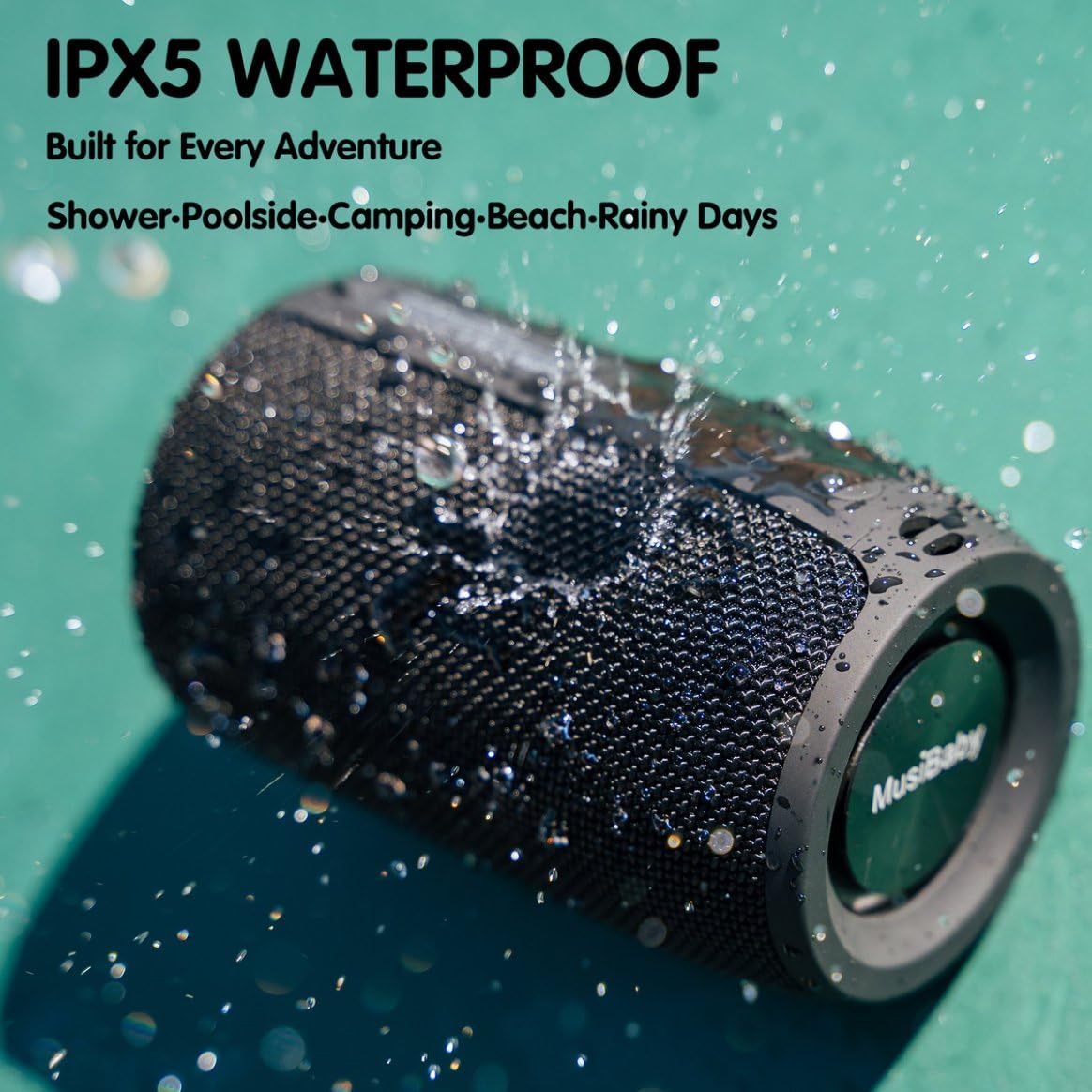 MusiBaby M68 Portable Bluetooth Speaker - Wireless Waterproof Sound for Home and Outdoor Use - Deep Bass, Dual Pairing, 24H Playtime, Compact Design