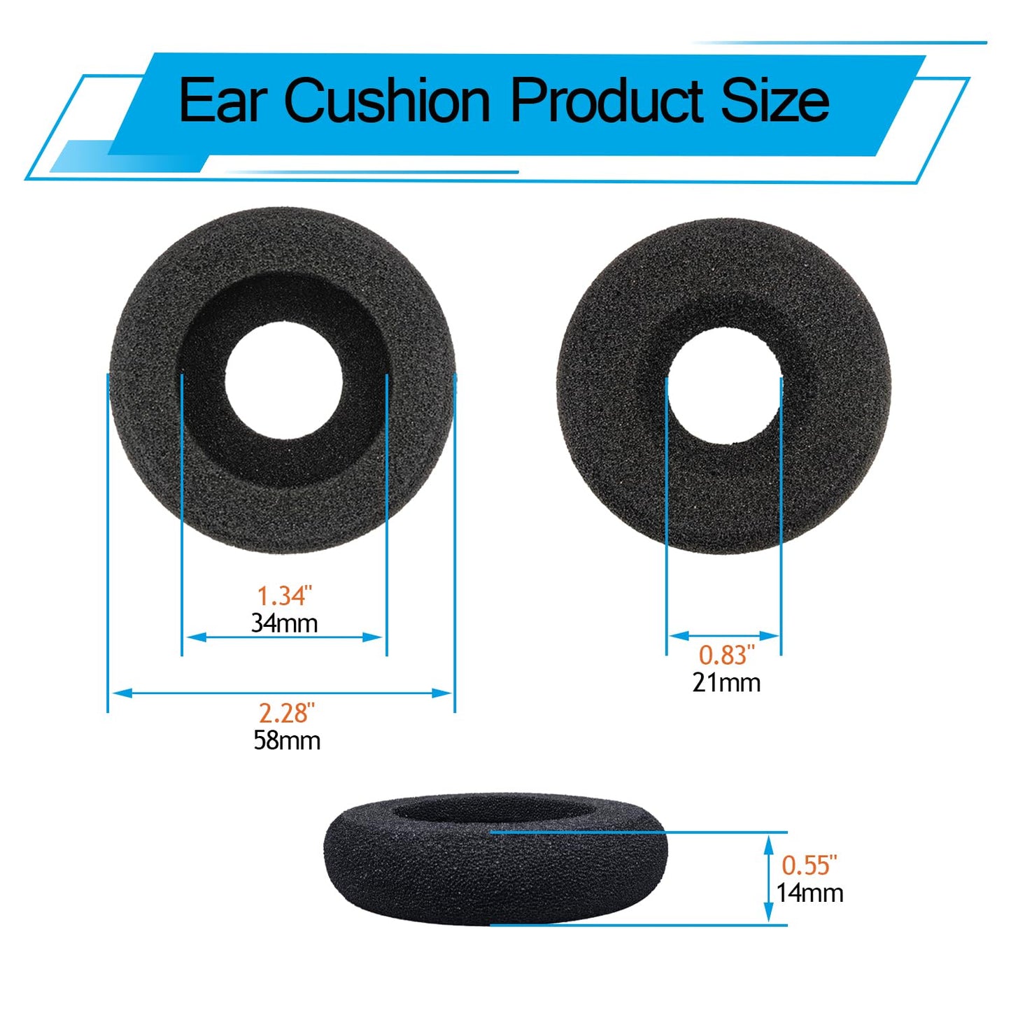 Ear Cushions for Plantronics Headset, Foam Ear Pads Replacement for Plantronics Blackwire 3210 3220 3320 C320 C3225 HW251N HW261N HW510 HW520 Jabra