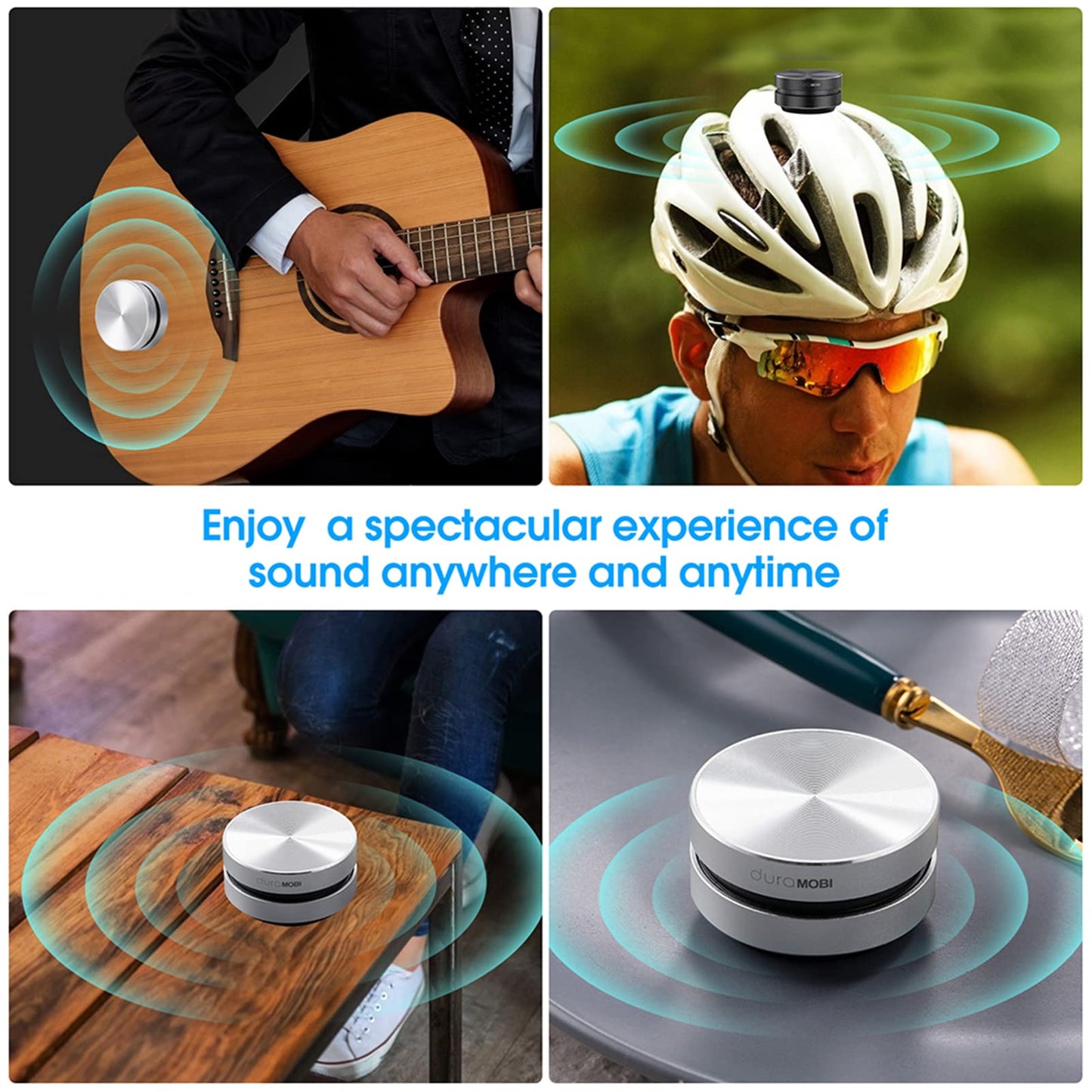 Henniu Bone Conduction Speakers, Wireless 2 Pack Mini Portable Loud Stereo Sound Built-in Mic (Silver-2pcs)