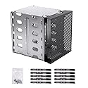 Saycker Stainless Steel Hard Drive Cage, 5.25" to 5X3.5 Rack SAS for Computer, Hard Driver Tray with Fan Space - Hard Drive Cage Adapter Rack