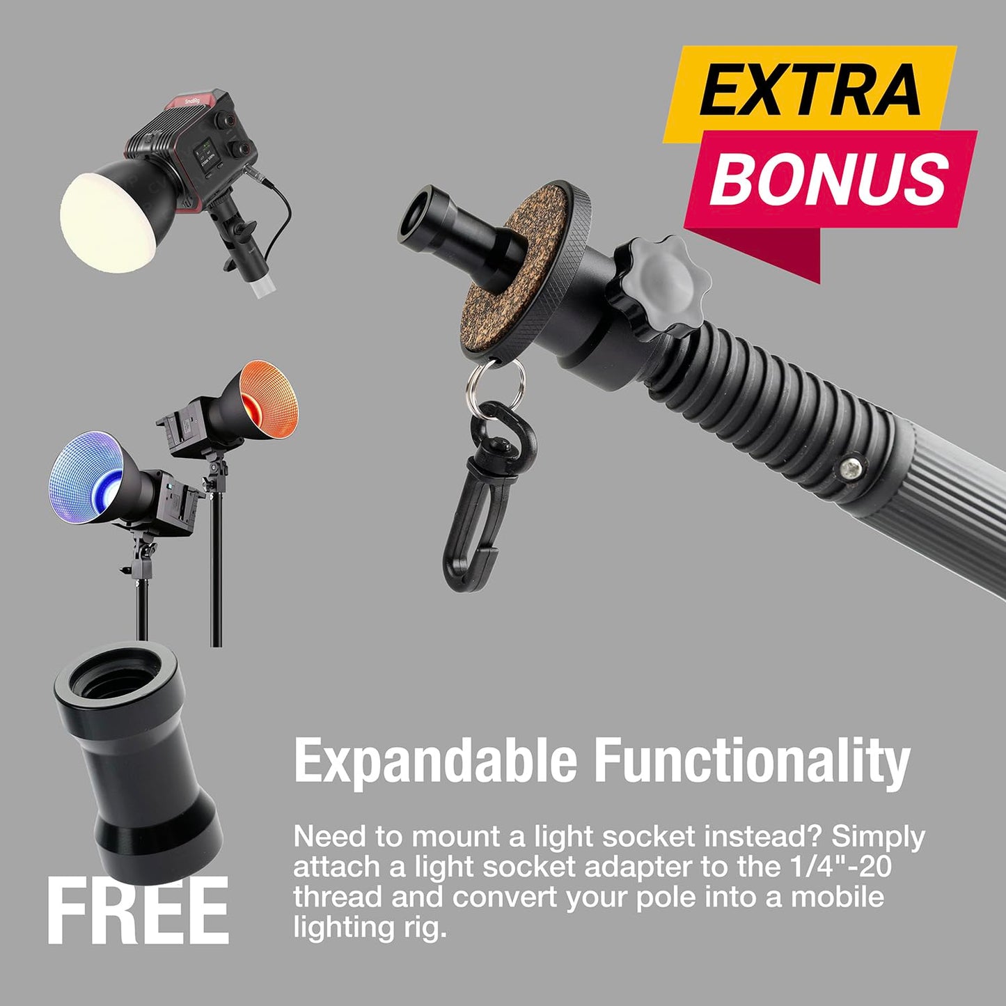Stinger Camera Paint Pole Adapter 3/4-5 to 1/4-20 for Video Photo, Compatible with DJI osmo Pocket 3,Mic Phone Broom,led Light,Painter Adapters