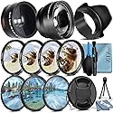 ZeeTech 49mm Accessory Bundle for Canon EOS: R50, R100, M5, M6 Mark II, M6, R10, R7 + Wide Angle + Telephoto Lens + 4 Pieces Close-Up Lens Filter Kit