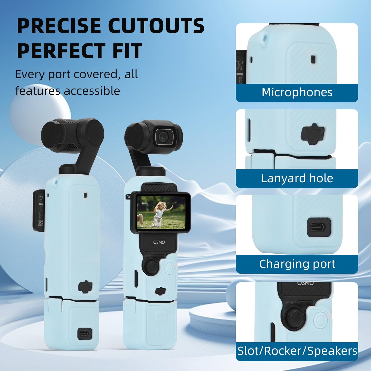 BRDRC Pocket 3 Silicone Cover, For Xtra Muse Protective Case Lens Protector Scratch-Resistant Sleeve Skin Compatible with DJI OSMO Pocket 3 Creator