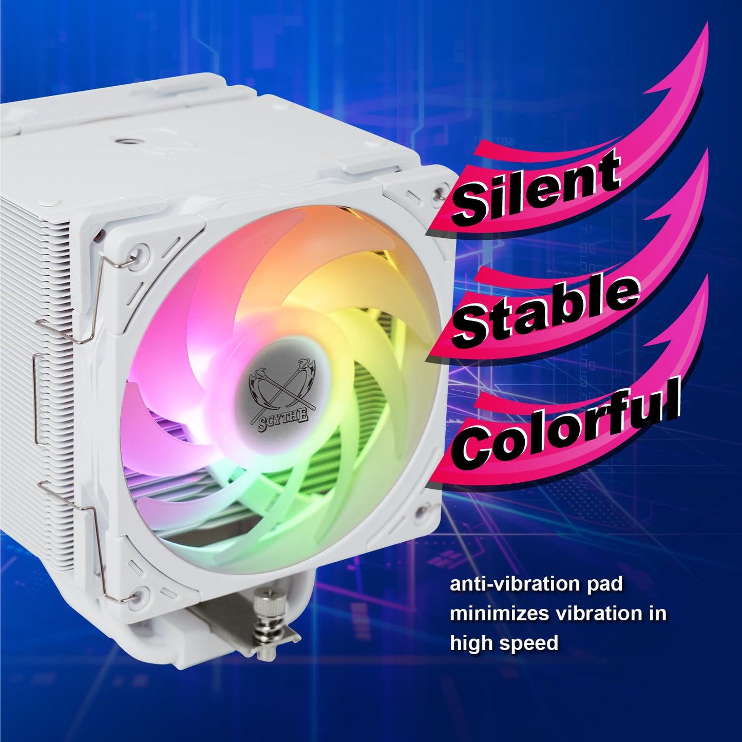 Scythe Mugen 6 CPU Air Cooler, Intel LGA1700, LGA1151, AMD AM5, AM4 Support,120mm, Single Tower, Aluminium Top Cover (Scythe Mugen 6 Dual White ARGB