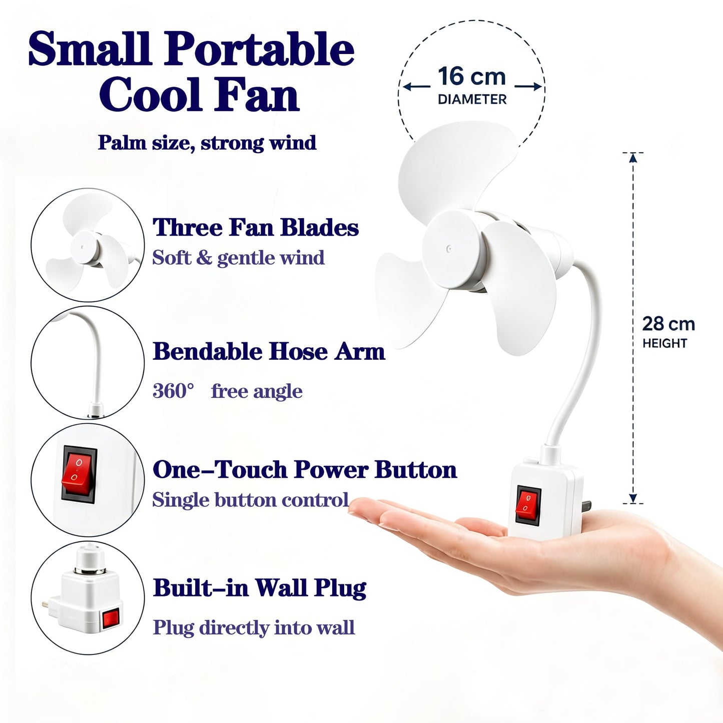 VEROH E27 Socket Fan Kit with Plug Adapter, Mini Quiet Electric Fan,1