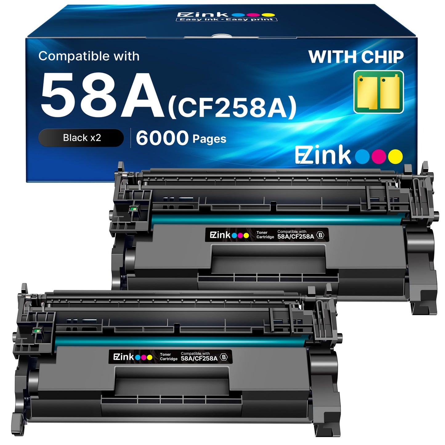 58A Toner Cartridge CF258A 58X for HP Printer M428fdw (2 Black, with Chip)