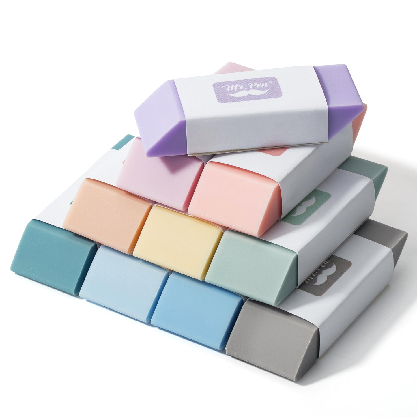 Mr. Pen- Pencil Erasers, 10 Pack, Morandi Colors