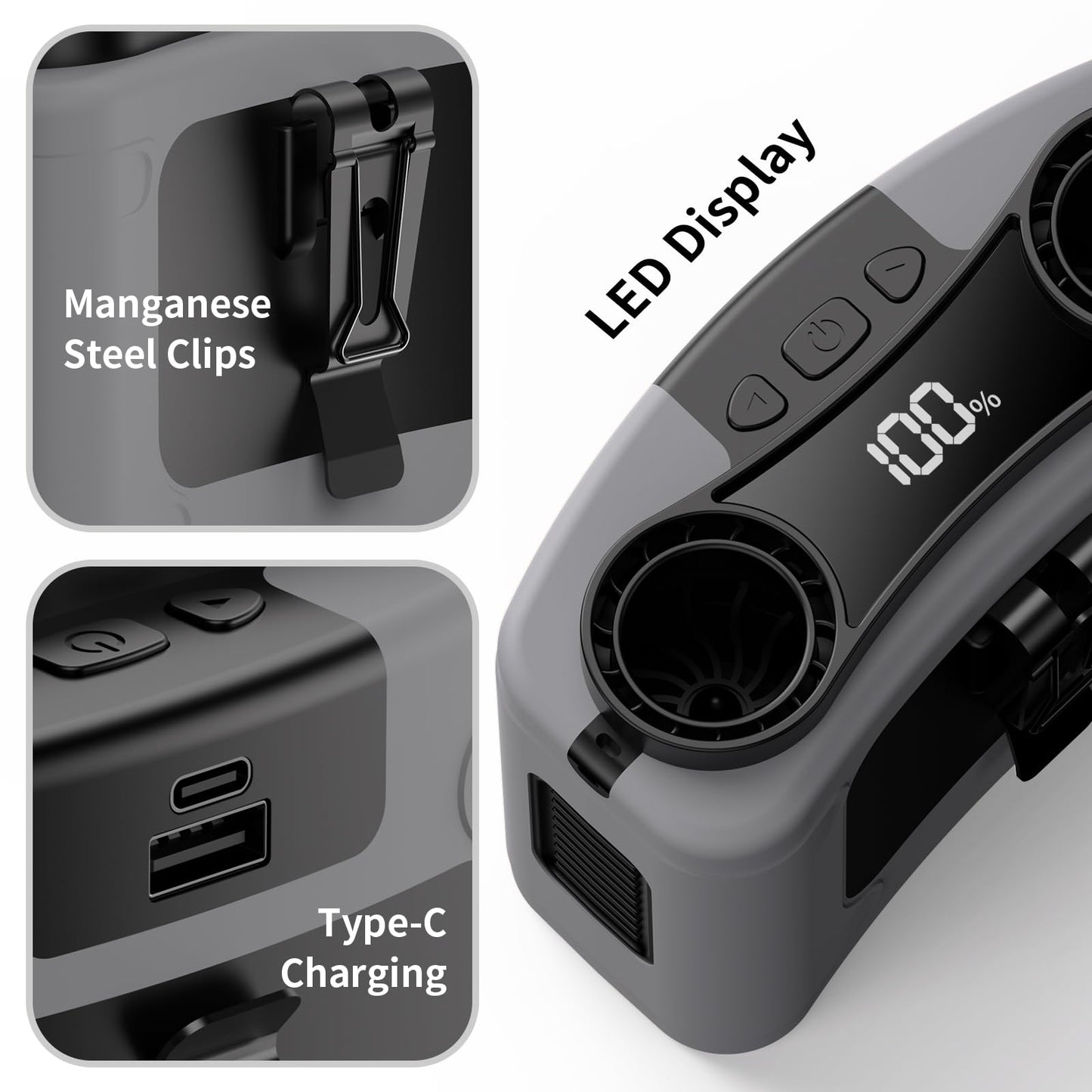 Socool 20000mAh Portable Waist Fan Clip on Wearable Belt Personal Fan Rechargeable, 40H Cooling Battery Operated with 10 Speeds & Dual Air Outlets