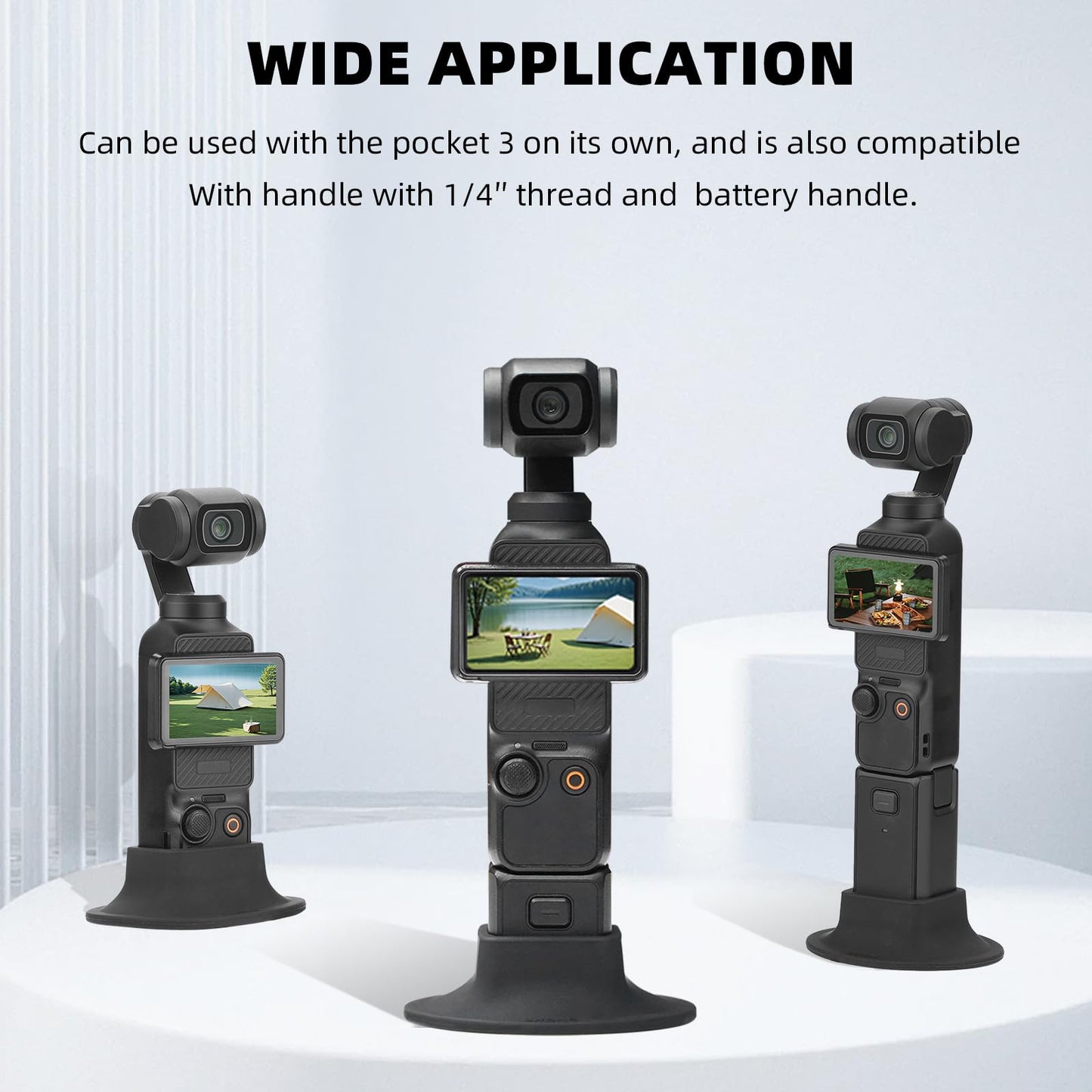 BRDRC Pocket 3 Stand Base Mount, Desktop Support Bracket Stable Non-Slip Support Expansion Adapter for DJI Osmo Pocket 3 Creator Combo Handle