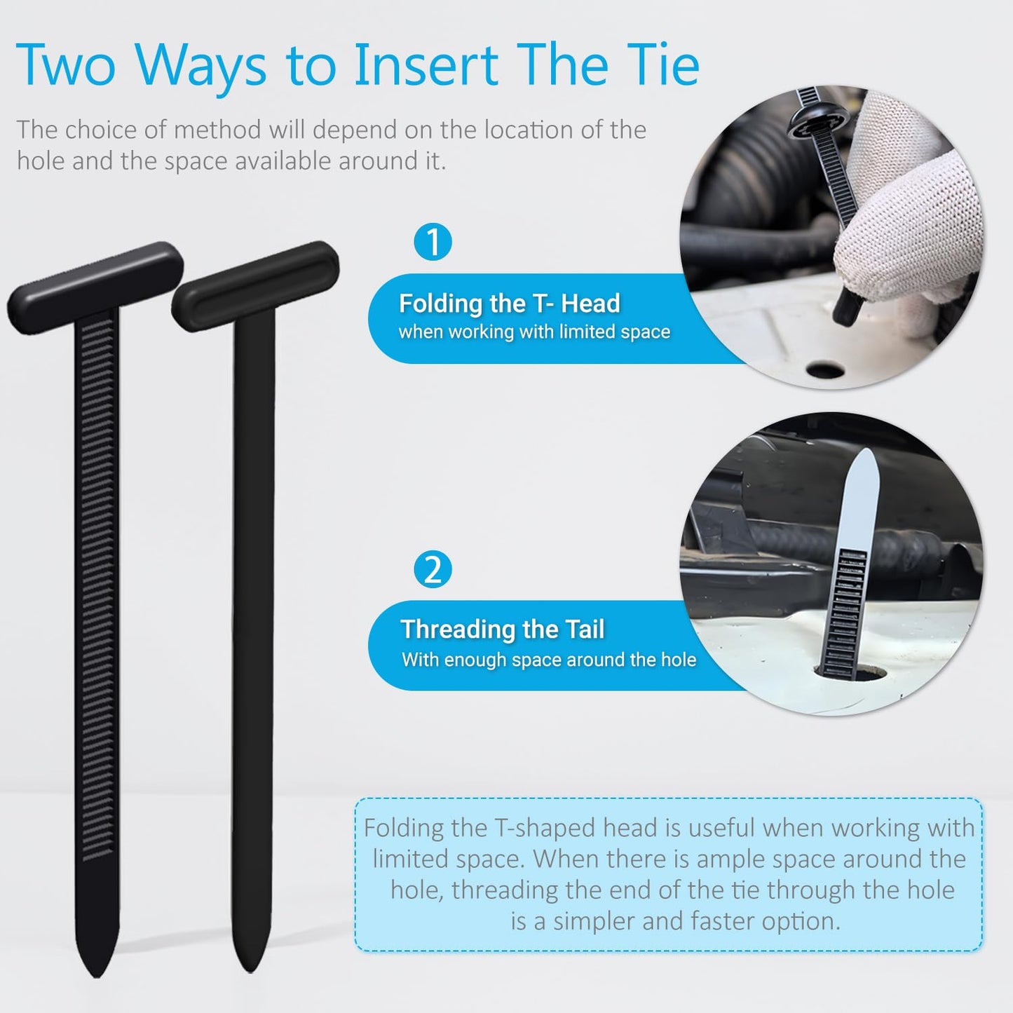 30PCS Nylon Universal Cable Tie Buckles, Multi-functional T Rivet Zip Ties - Automotive Zipper Clips with Pin & Button Design for Car Daily Repair