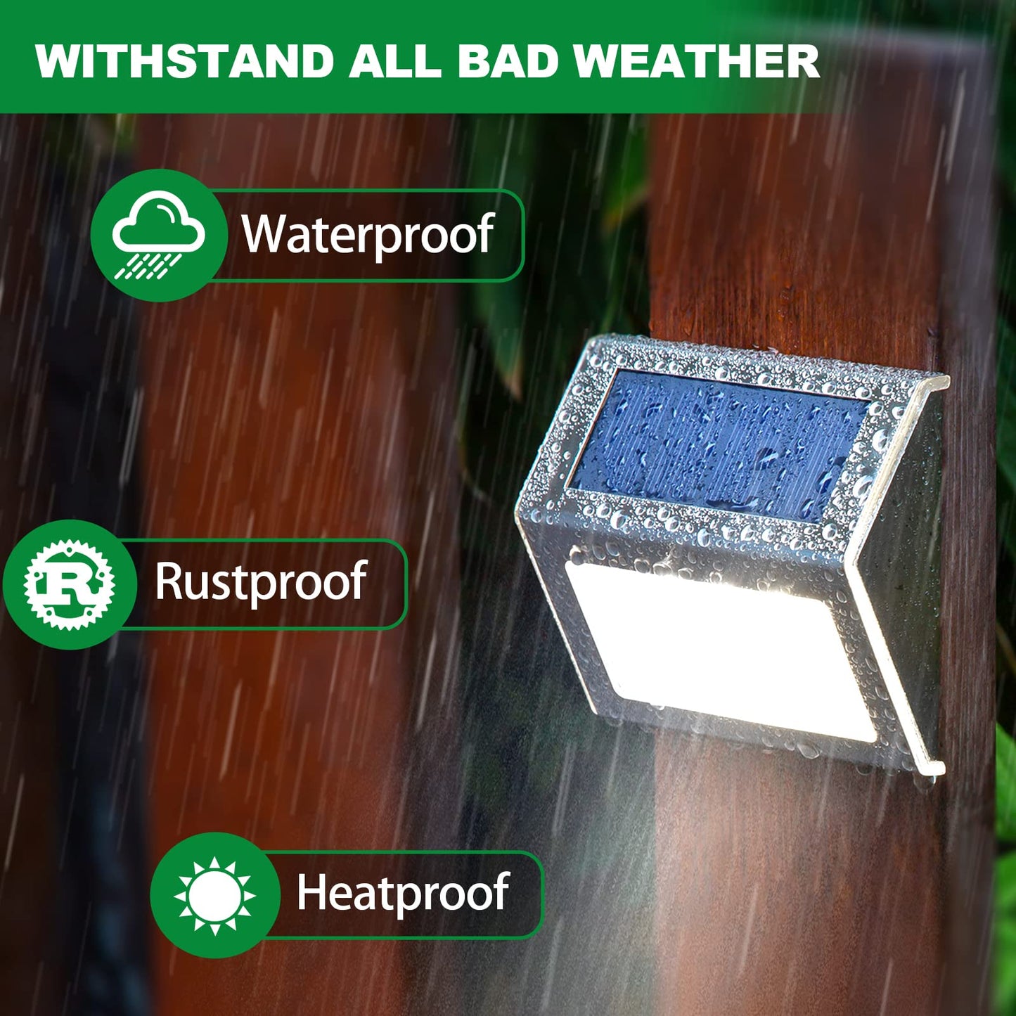 JSOT Outdoor Fence Lights,12 Pack Solar Powered Deck Lights Waterproof Stairs Light Stainless Steel Security Wall Lamps for Step Walkway Patio Garden