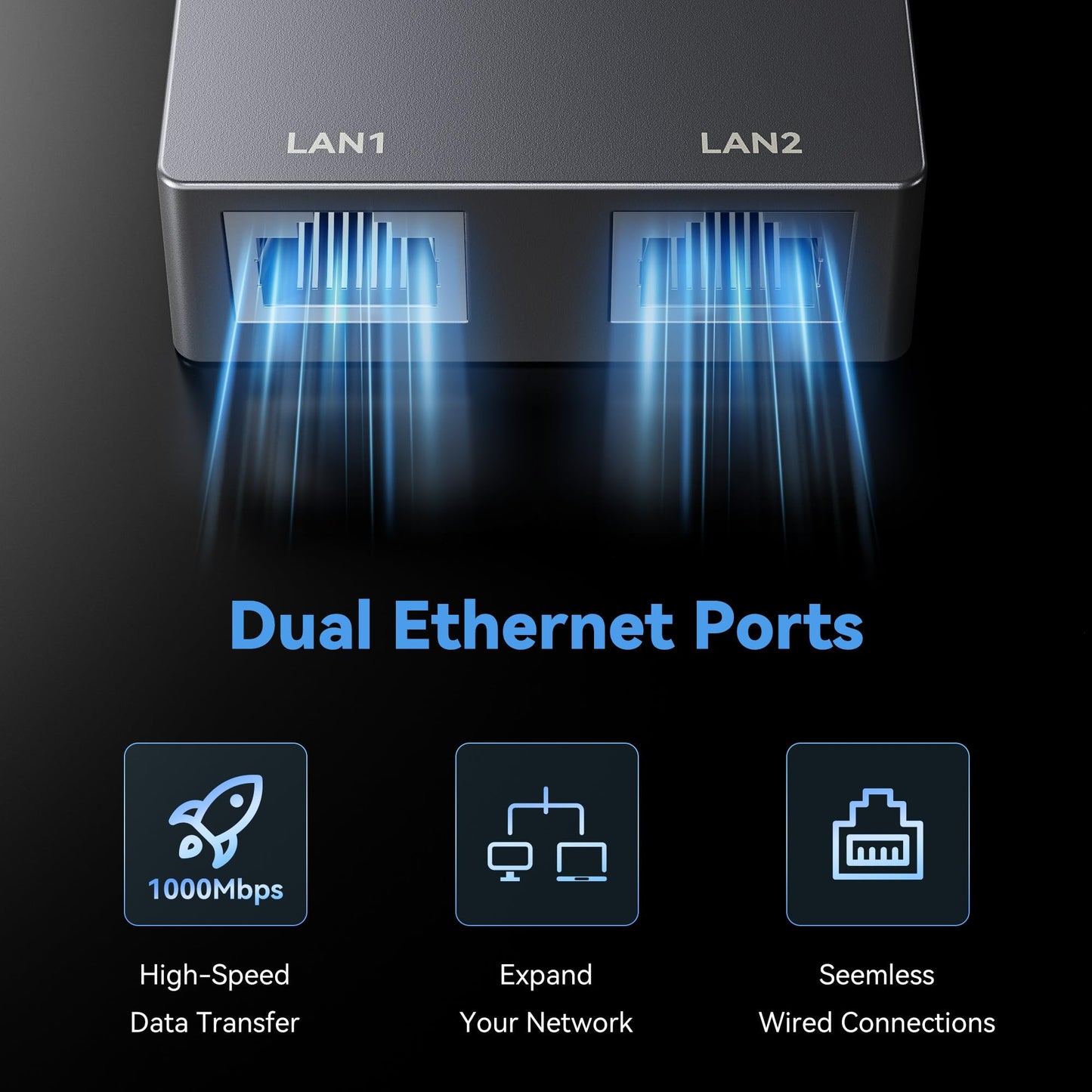 Nogoal Dual-Port Starlink Ethernet Adapter for Gen 2 (2 Devices), 1Gbps High-Speed Networking with Enhanced Stability, Starlink V2 Accessories