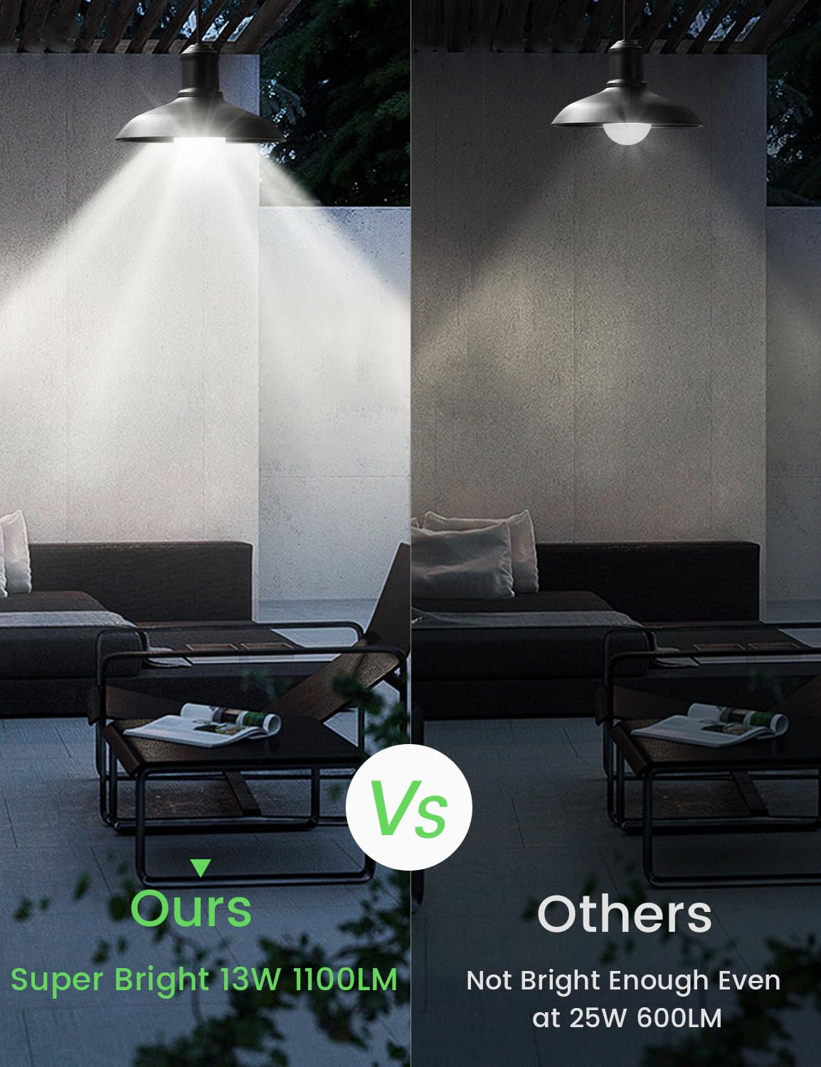 Motion Sensor LED Light Bulbs Outdoor, 13W(100W Equivalent) Dusk to Dawn Sensor Bulb PIR Infrared Motion Activated 5000K E26 A19 Auto On Security Bulb