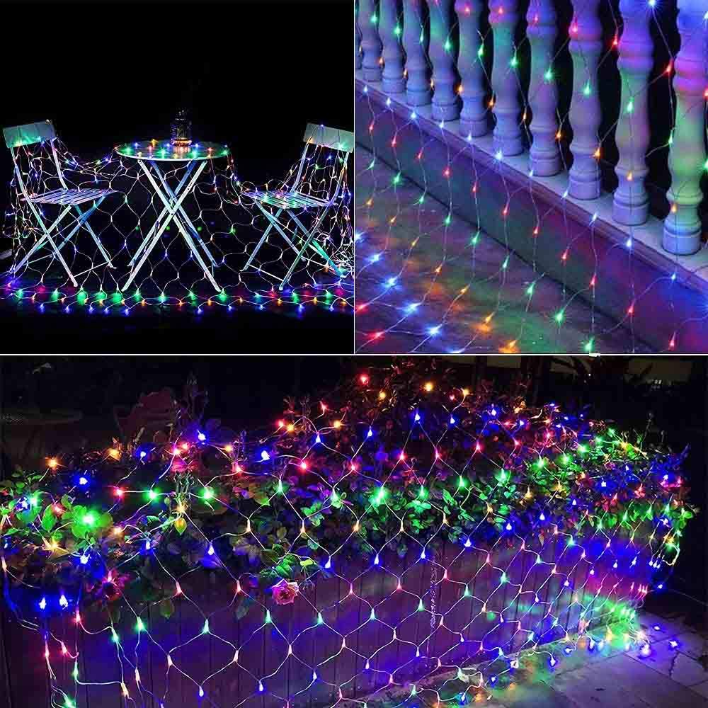 2 PACK Battery Net Lights - Outdoor Waterproof Garden Light, 200 LED Tree String Light with 8 Modes, Mesh Curtain Lights for Garden Patio Yard