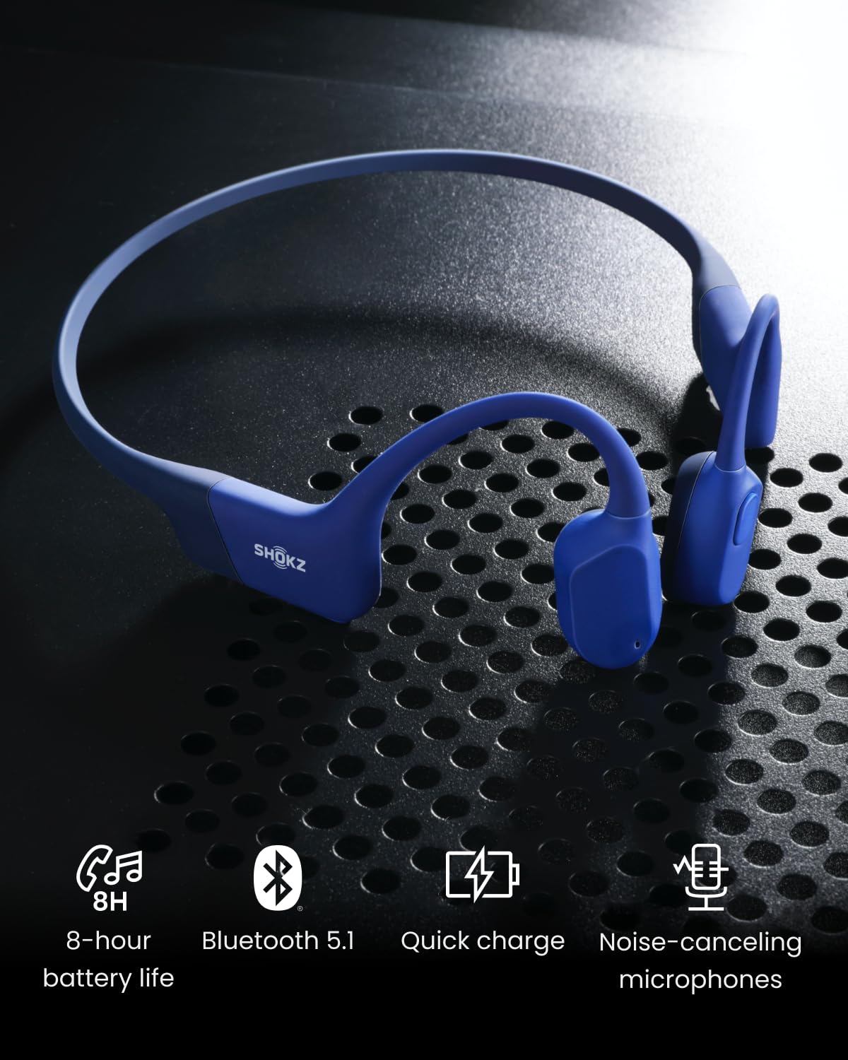 SHOKZ OpenRun (AfterShokz Aeropex) - Open-Ear Bluetooth Bone Conduction Sport Headphones - Sweat Resistant Wireless Earphones for Workouts and Running