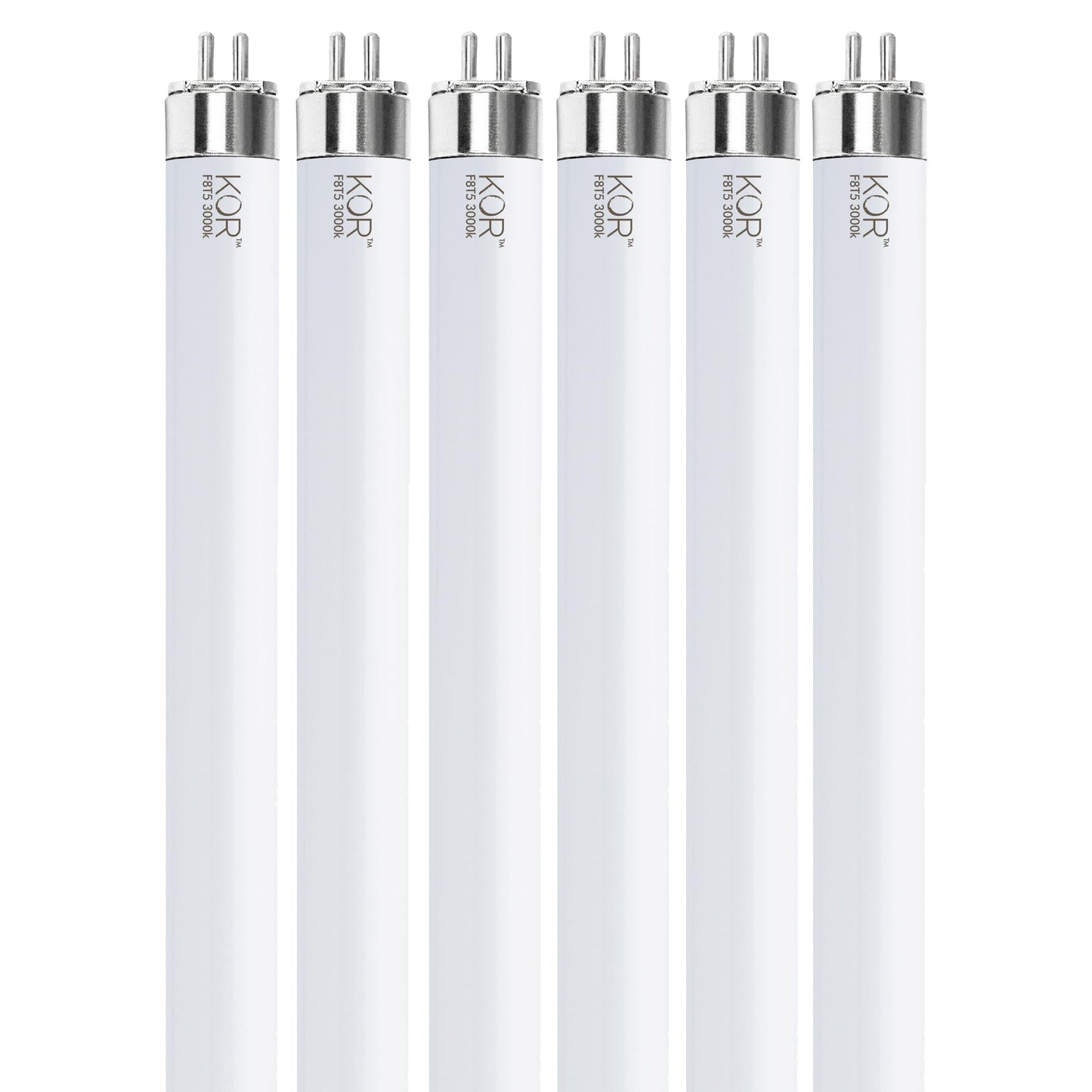 KOR F8T5/WW T5 Fluorescent Tube Light Bulbs, 8W, 3000K, 6-Pack
