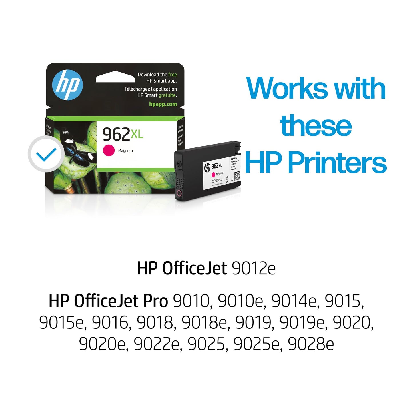 HP 962XL Magenta High-Yield Ink Cartridge | Works with OfficeJet 9010, Pro 9010, 9020 | Eligible for Instant Ink | 3JA01AN