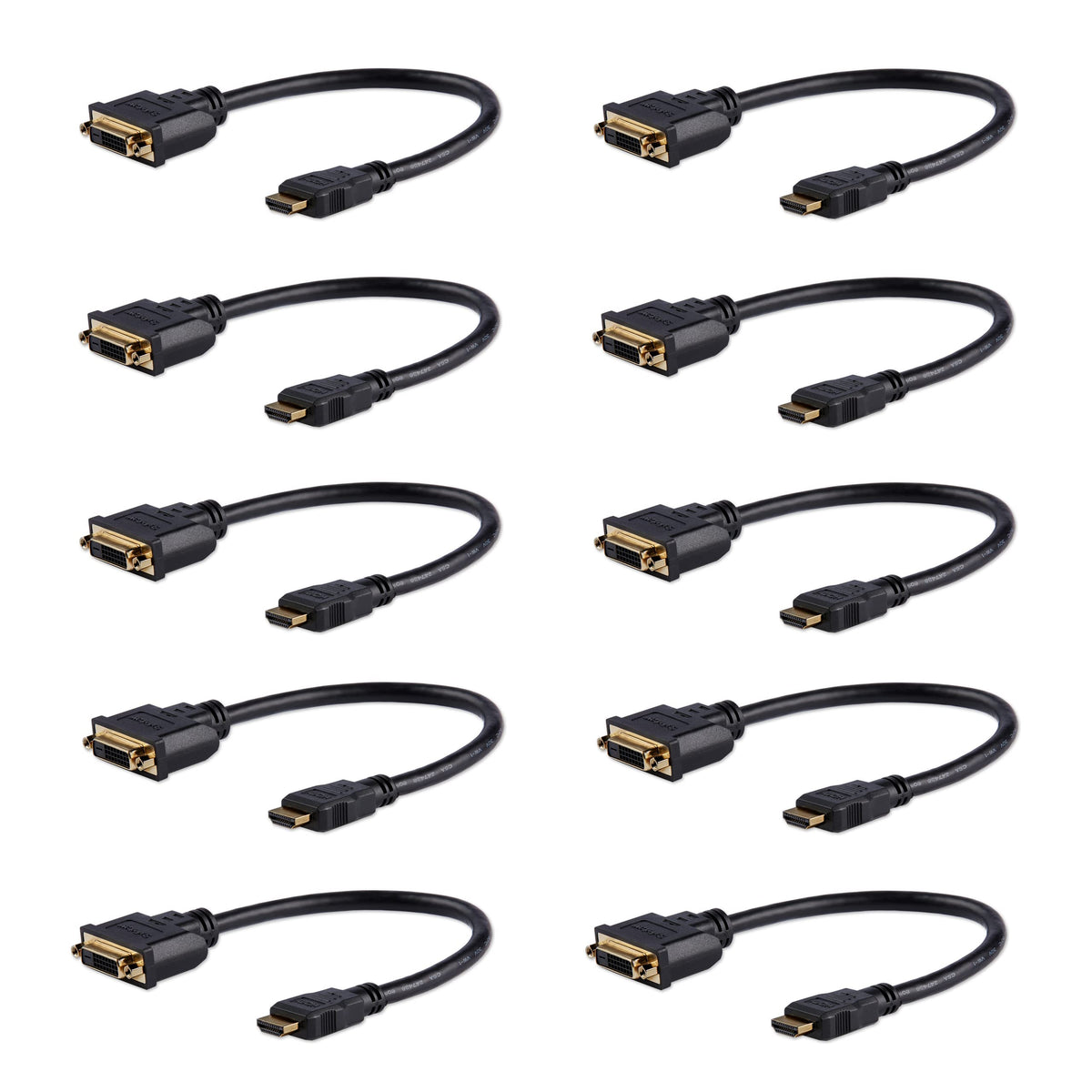 StarTech 10-Pack 8in HDMI to DVI-D Cable, Black (HDDVIMF8IN10PK)