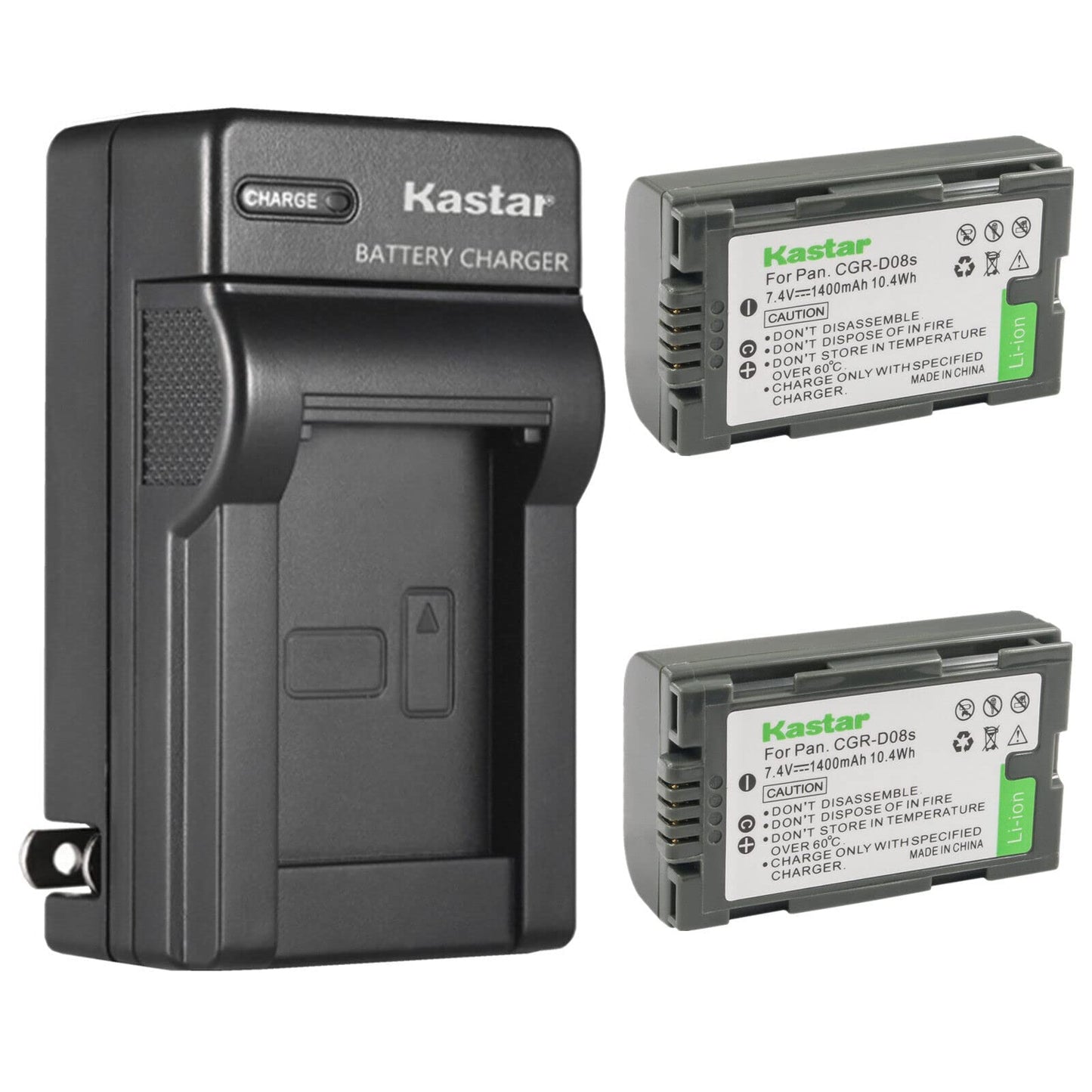 Kastar 2-Pack Battery and AC Wall Charger Replacement for Panasonic PV-DV900, PV-DV901, PV-DV910, PV-DV951, PV-DV952, PV-DV953, PV-GS2, PV-GS9