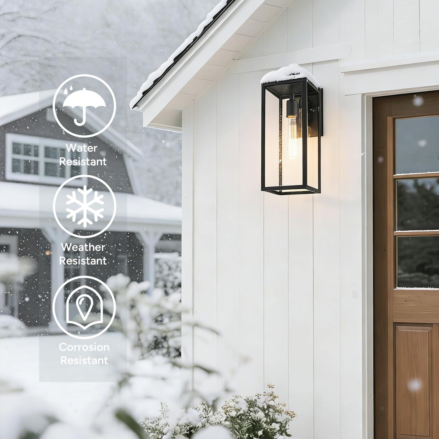 Bestshared Outdoor Wall Sconce Lights,Exterior Wall Lighting Fixtures with Clear Glass, Anti-Rust Modern Black Outside Lantern Lamp for House Front