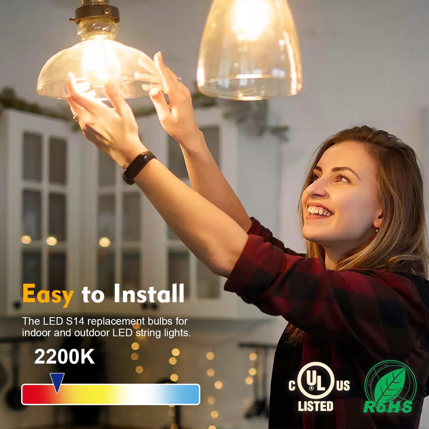 GvvooHome 24 Pack LED S14 Replacement Light Bulbs, Waterproof 1W Vintage Edison Bulbs for Outdoor Patio Backyard String Lights, Dimmable, E26 Regular