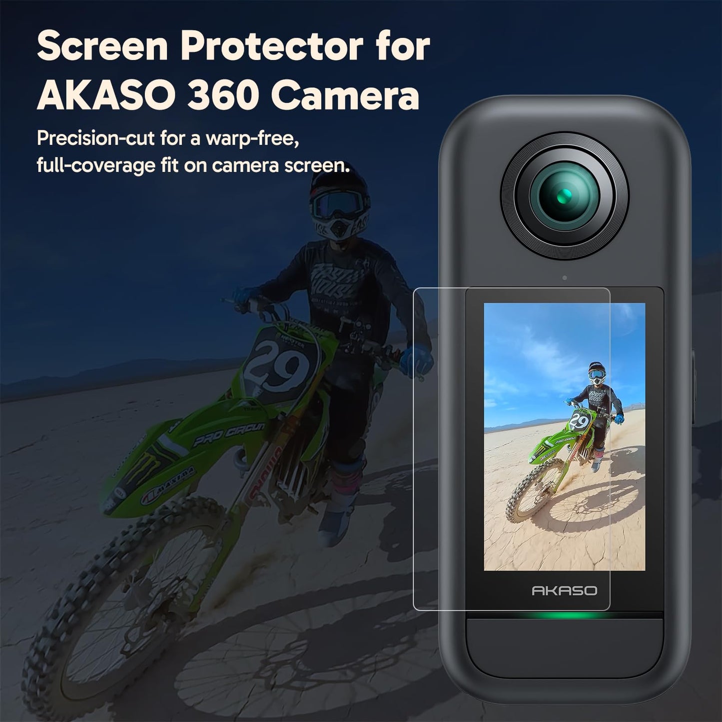 AKASO Screen Protector 360 Camera (2 Pack), Tempered Glass LCD Display Film Screen Protective Cover, Ultra HD, 9H Hardness, Scratch Resistant