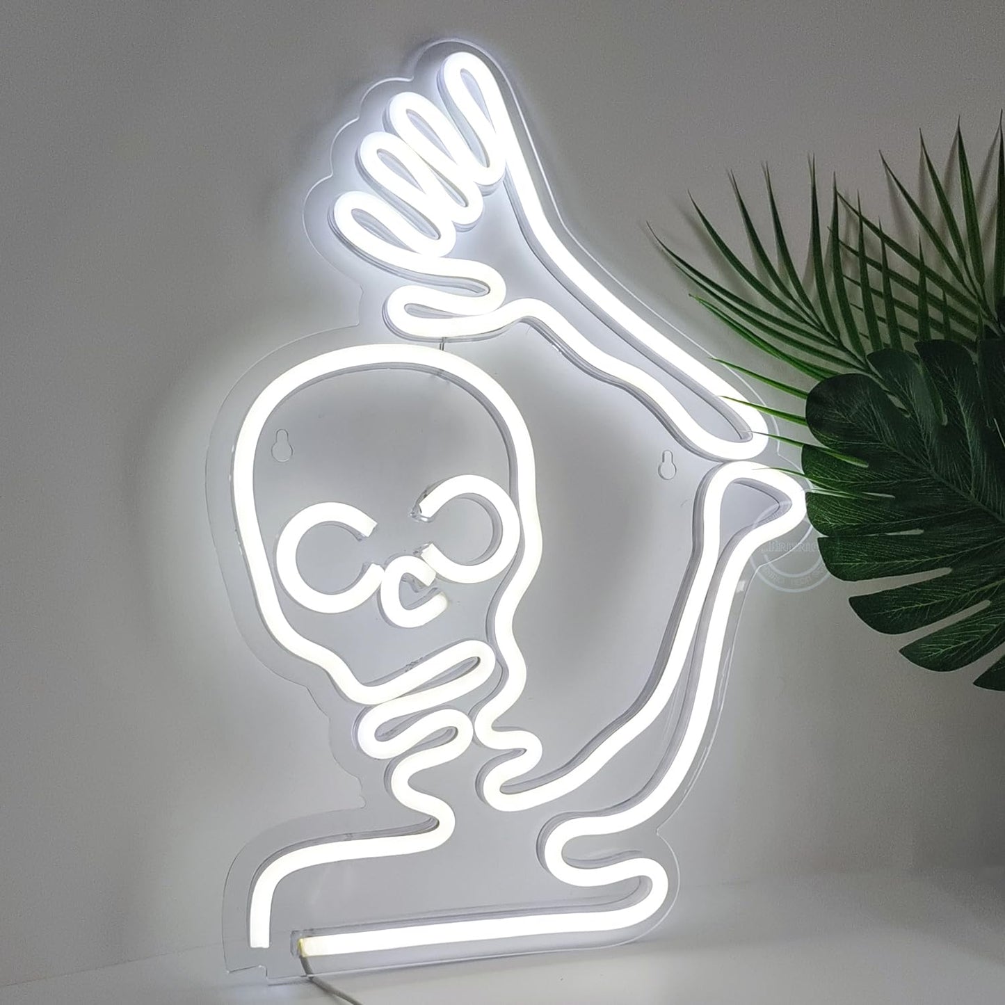 Britrio Skull Halloween Decoration LED Neon Sign Skeleton Wall Art Decor Light for Window Entryway Front Porch Door Bedroom Home Party Supply Kids