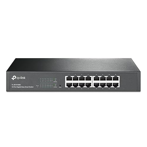 TP-Link 16 Port Gigabit Switch Easy Smart Managed Plug & Play Desktop/Rackmount Sturdy Metal w/ Shielded Ports Support QoS, Vlan, IGMP & Link