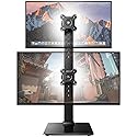 HUANUO Dual Monitor Stand for 13 to 34 Inch, Max Load 44 lbs, Vertical Monitor Mount, Freestanding Monitor Riser with Swivel, Tilt, Rotation, 13