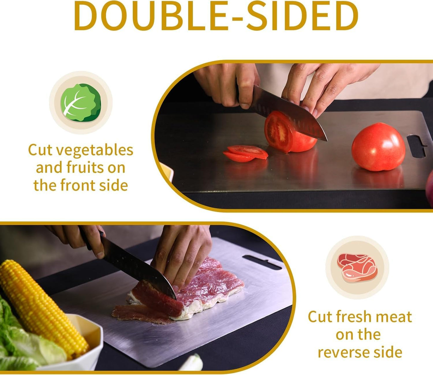 Titanium Cutting Board, 100% Pure Titanium Cutting Boards for Kitchen, Upgrade Hygiene & Durability Food-Grade Cutting Boards for Meat Fruit…