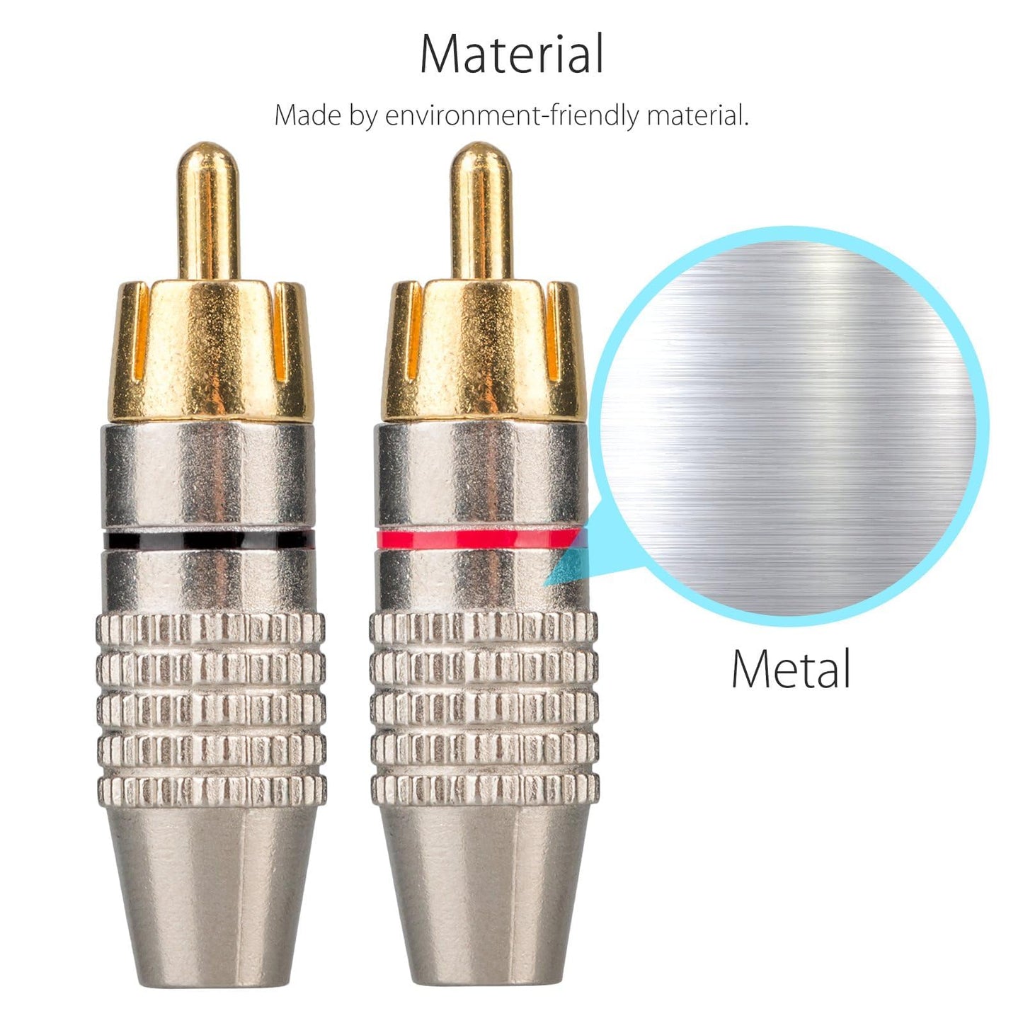 EEEKit 20Pack RCA Male Plug Solder, Gold Audio Video Adapter Connector for Speaker Wire Wall Plate Home Theater Audio Video Receiver Amplifiers