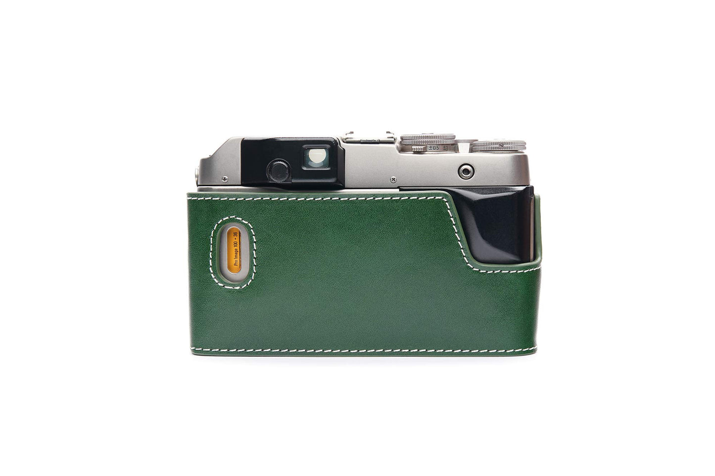 Contax G1 Case, BolinUS Handmade Genuine Real Leather Half Camera Case Bag Cover for Contax G1 Camera with Hand Strap (Green)