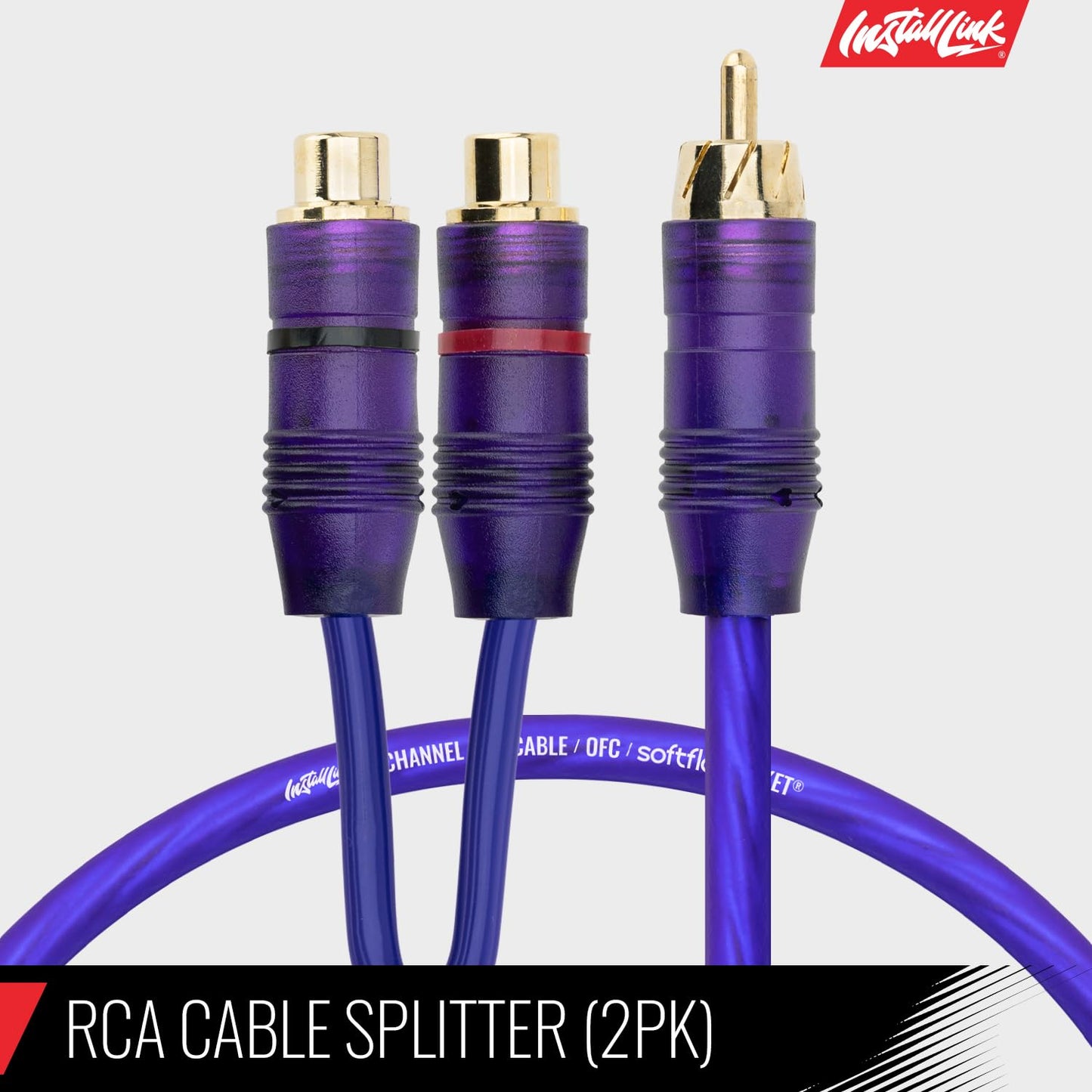 Install Link RCA Audio Cable for Subwoofer or Stereo Cable, Y Adapter 1-Male to 2-Female Splitter, 2pk