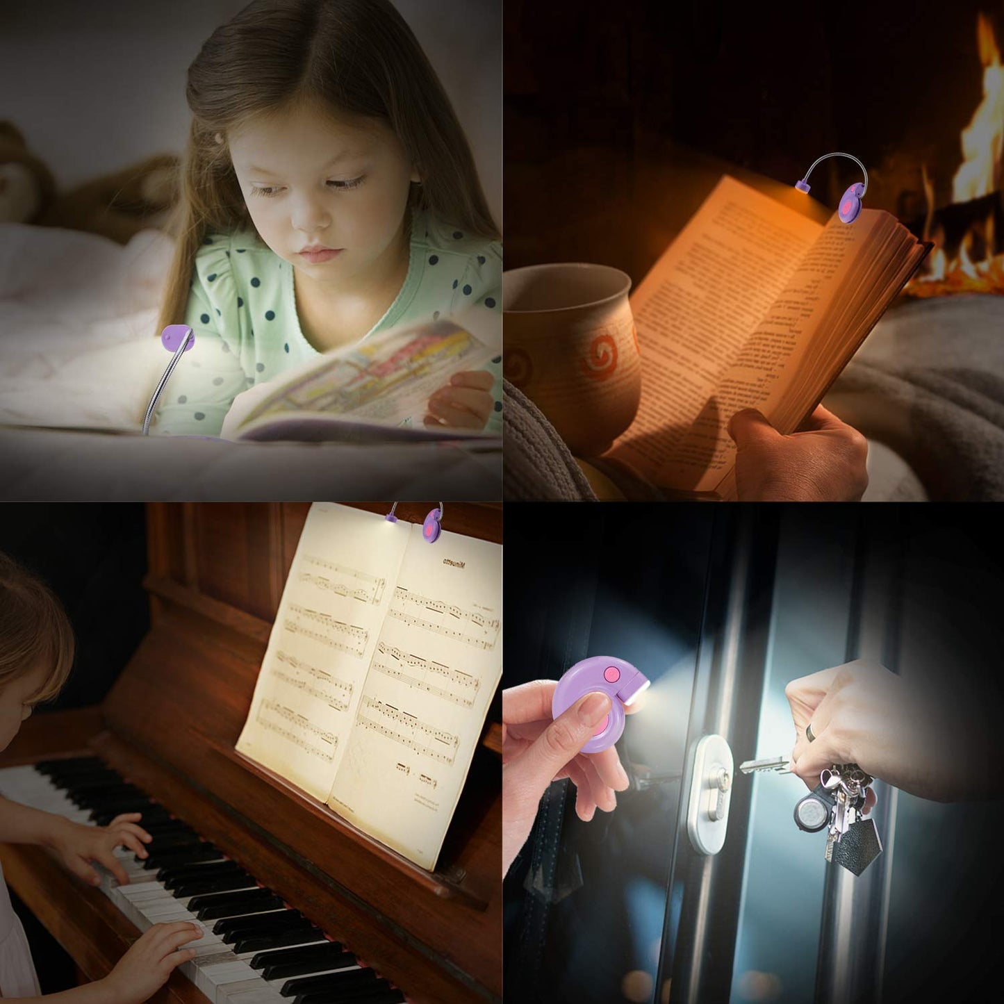 HONGUT Kids Rechargeable Book Light, Clip on Reading Light for Kid, Kids Reading Lights, Amber Book Light for Reading in Bed, 2 Lighting Modes, Blue