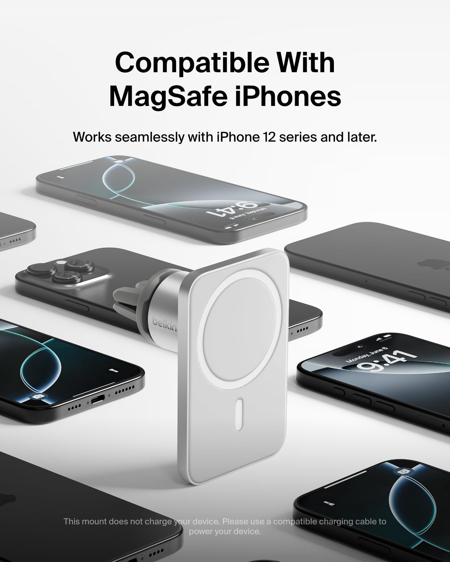 Belkin MagSafe Vent Mount Pro - MagSafe Phone Mount for Car, Magnetic Phone Holder Compatible with iPhone 17, 16, 15, Series, 14 Series, Pixel 10