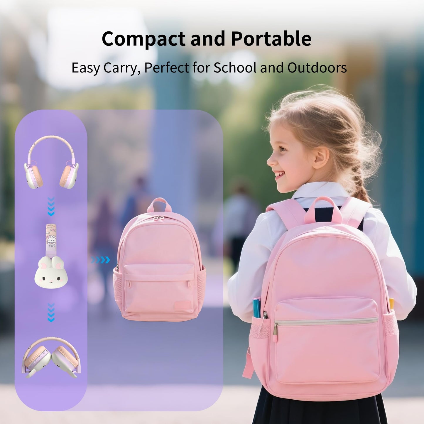 YLFASHION Kids Bluetooth Headphones, 85dB Volume Limit, Ultra-Soft Over-Ear, Built-in Mic, Foldable,Cartoon Animal Design, Suitable for School…